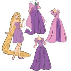 LOUNGEFLY Tangled Rapunzel Paper Doll Magnetic Pin Set