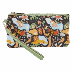 LOUNGEFLY The Lion King 30th Anniversary All-Over Print Nylon Zipper Pouch Wristlet