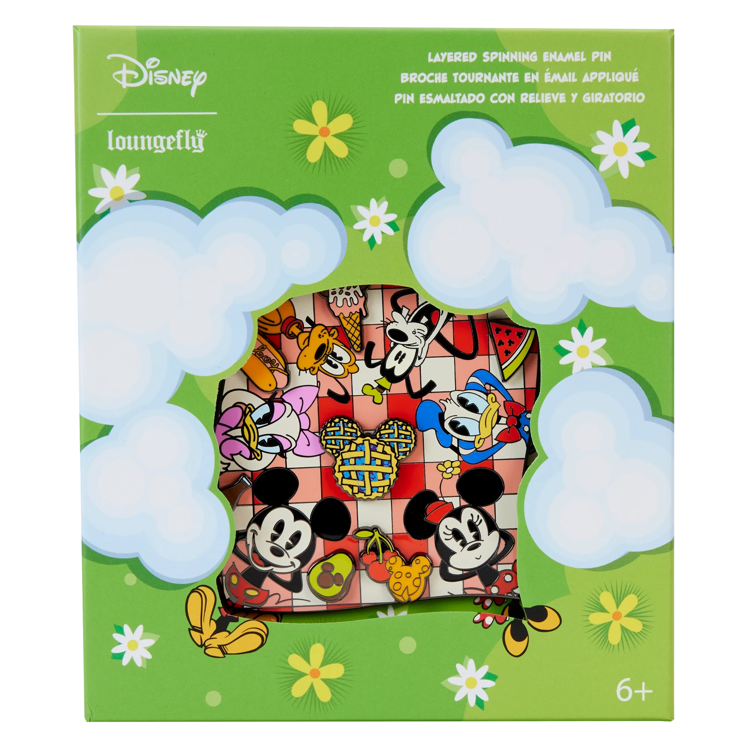LOUNGEFLY Mickey & Friends Picnic Blanket 3" Collector Box Spinning Pin 1 LOUNGEFLY Mickey & Friends Picnic Blanket 3" Collector Box Spinning Pin