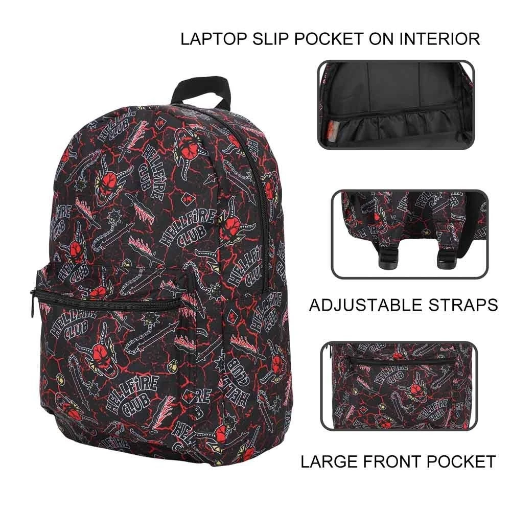 Bioworld Stranger Things Hellfire Club AOP Laptop Backpack 8 Bioworld Stranger Things Hellfire Club AOP Laptop Backpack - Image 8