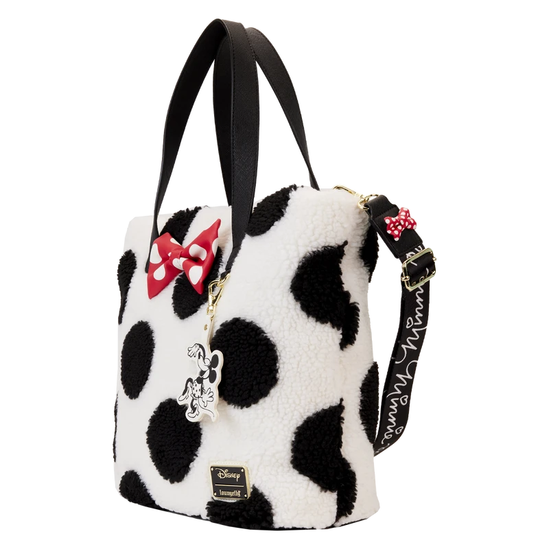 LOUNGEFLY Minnie Mouse Rocks The Dots Classic Sherpa Tote Bag 2 LOUNGEFLY Minnie Mouse Rocks The Dots Classic Sherpa Tote Bag - Image 2