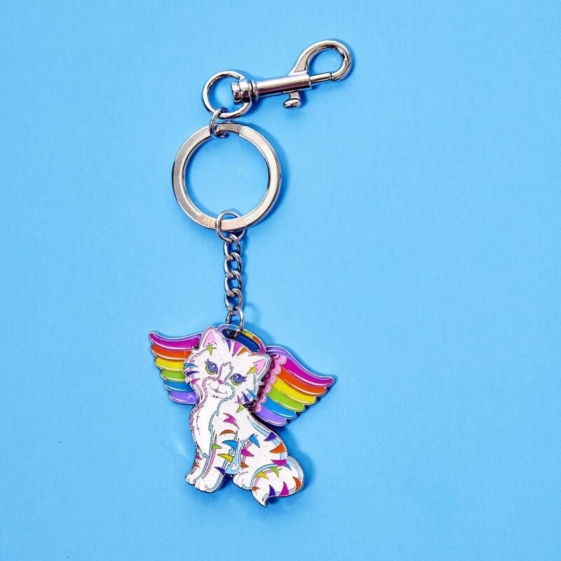 LOUNGEFLY Lisa Frank Holographic Glitter Angel Kitty Moving Keychain 2 LOUNGEFLY Lisa Frank Holographic Glitter Angel Kitty Moving Keychain - Image 2