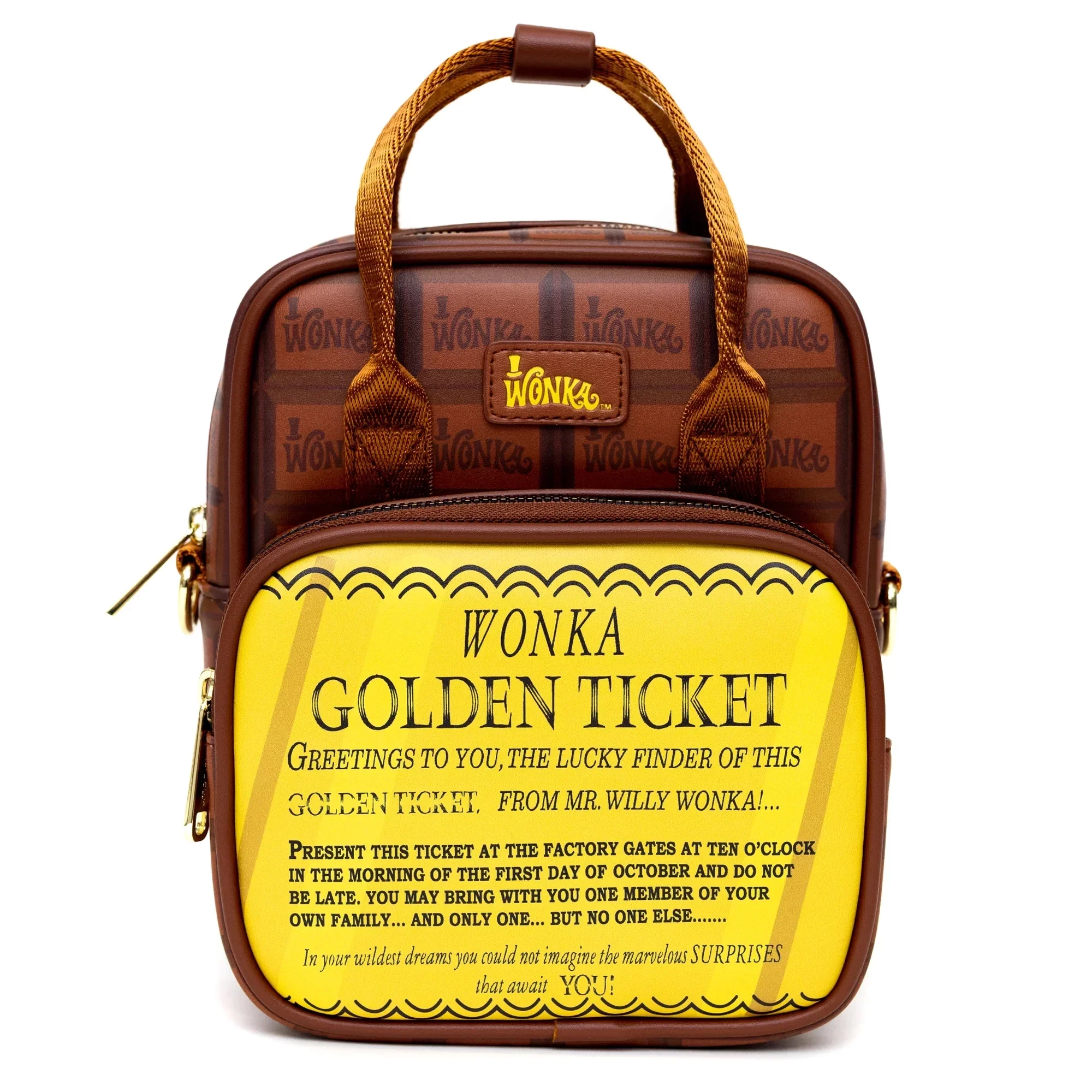 Willy Wonka Golden Ticket Wonka Bar Crossbody With Handles 1 Willy Wonka Golden Ticket Wonka Bar Crossbody With Handles
