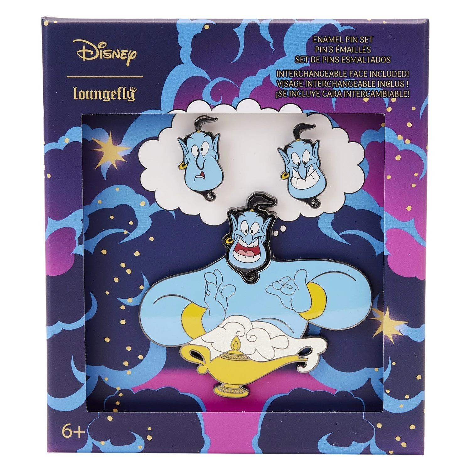 LOUNGEFLY Aladdin Genie Mixed Emotions Pin Set 1 LOUNGEFLY Aladdin Genie Mixed Emotions Pin Set