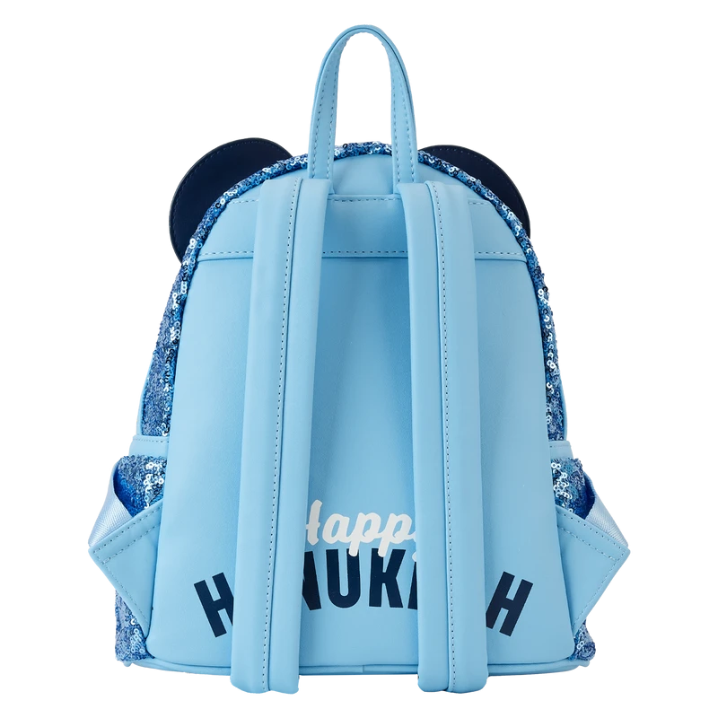 LOUNGEFLY Mickey Mouse Hanukkah Sequin Glow Mini Backpack 6 LOUNGEFLY Mickey Mouse Hanukkah Sequin Glow Mini Backpack - Image 6