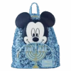 LOUNGEFLY Mickey Mouse Hanukkah Sequin Glow Mini Backpack