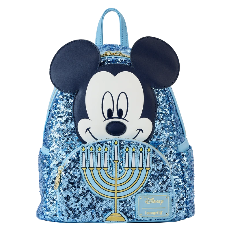 LOUNGEFLY Mickey Mouse Hanukkah Sequin Glow Mini Backpack 1 LOUNGEFLY Mickey Mouse Hanukkah Sequin Glow Mini Backpack