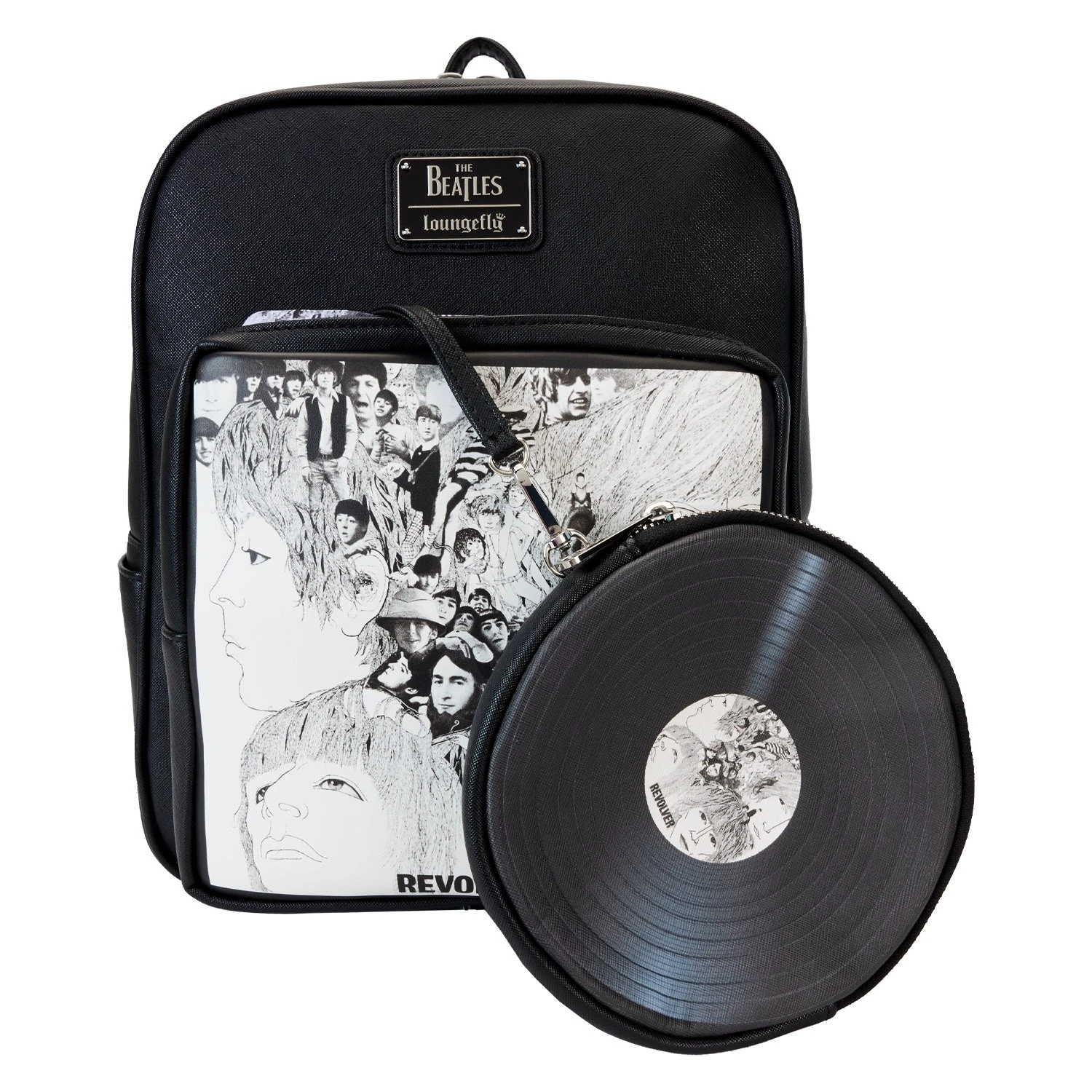 LOUNGEFLY The Beatles Revolver Album Cover Mini Backpack With Record Coin Bag 2 LOUNGEFLY The Beatles Revolver Album Cover Mini Backpack With Record Coin Bag - Image 2