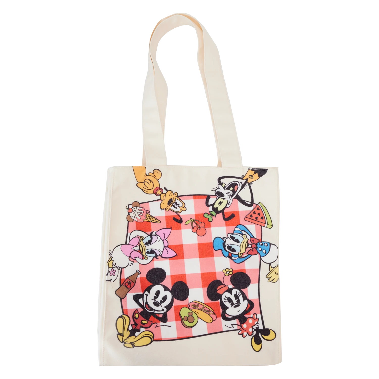 LOUNGEFLY Mickey & Friends Picnic Blanket Canvas Tote Bag 1 LOUNGEFLY Mickey & Friends Picnic Blanket Canvas Tote Bag