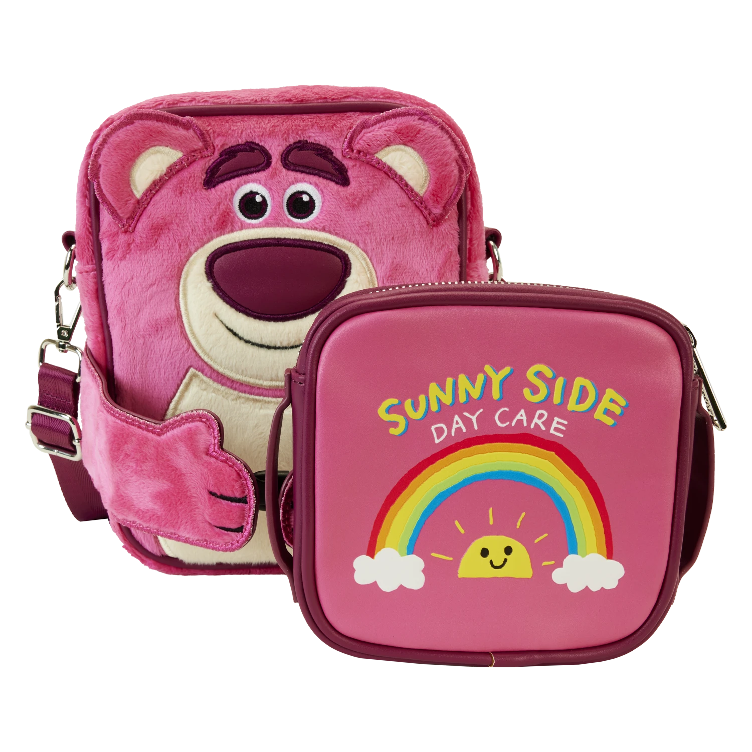 LOUNGEFLY Toy Story Lotso Plush Crossbuddies Cosplay Crossbody Bag With Coin Bag 3 LOUNGEFLY Toy Story Lotso Plush Crossbuddies Cosplay Crossbody Bag With Coin Bag - Image 3