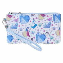 LOUNGEFLY Princess Manga Style All-Over Print Nylon Zipper Pouch Wristlet