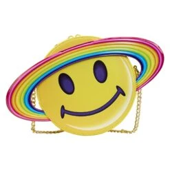 LOUNGEFLY Lisa Frank Yellow Rainbow Ring Saturn Crossbody Bag