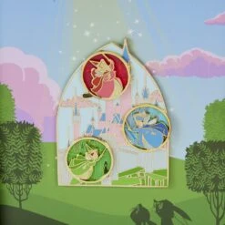 LOUNGEFLY Sleeping Beauty Castle Three Good Fairies Stained Glass 3" Collector Box Sliding Pin -Bag Sales Shop lQF58kT4wSPrtbGqqDdckrXvCTEzQZQ8FJVxZabG