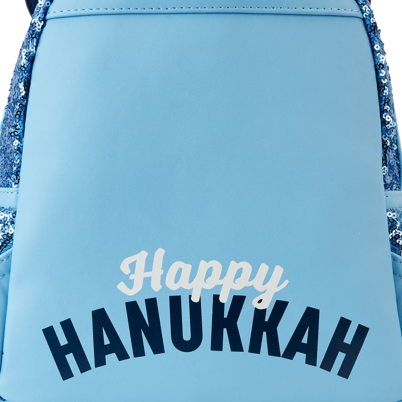 LOUNGEFLY Mickey Mouse Hanukkah Sequin Glow Mini Backpack 7 LOUNGEFLY Mickey Mouse Hanukkah Sequin Glow Mini Backpack - Image 7