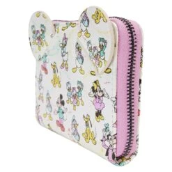 LOUNGEFLY Mickey & Friends Classic All-Over Print Iridescent Zip Around Wallet