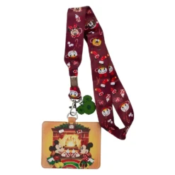 Loungefly Mickey And Minnie Fireplace Cocoa Lanyard With Cardholder