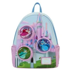 LOUNGEFLY Sleeping Beauty Castle Three Good Fairies Stained Glass Mini Backpack
