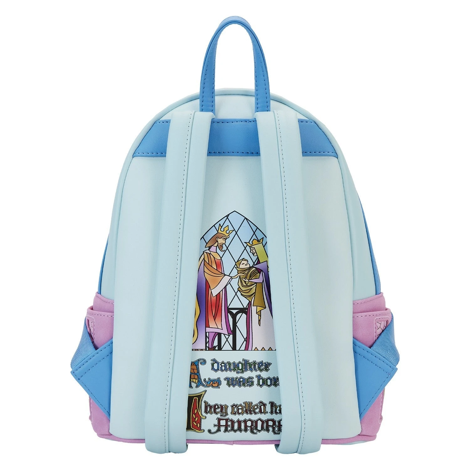 LOUNGEFLY Sleeping Beauty Castle Three Good Fairies Stained Glass Mini Backpack 4 LOUNGEFLY Sleeping Beauty Castle Three Good Fairies Stained Glass Mini Backpack - Image 4