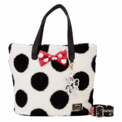 LOUNGEFLY Minnie Mouse Rocks The Dots Classic Sherpa Tote Bag